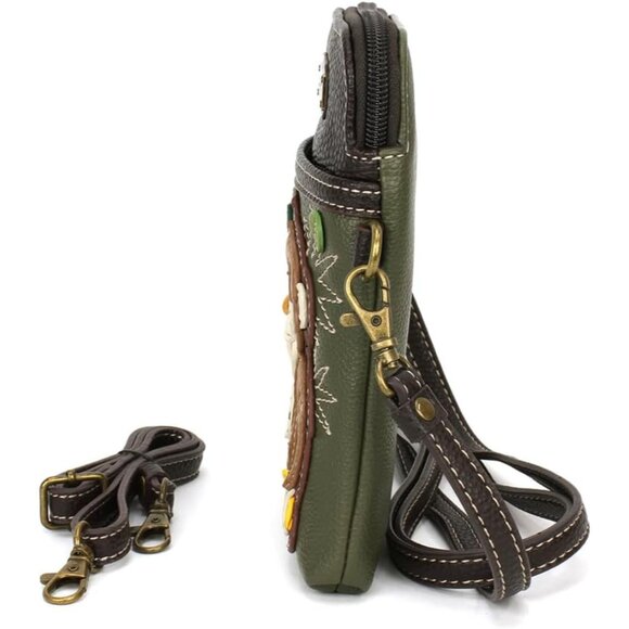 Wilderness Animal Collection Cell Phone Crossbody Purse Olive Multicolor Vegan L - Picture 4 of 4